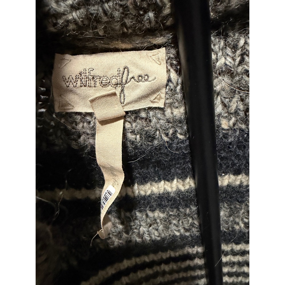 Wilfred Free Aritzia Shawl Collar Zip Cardigan Sweater Grey Striped Alpaca Wool - Picture 5 of 11